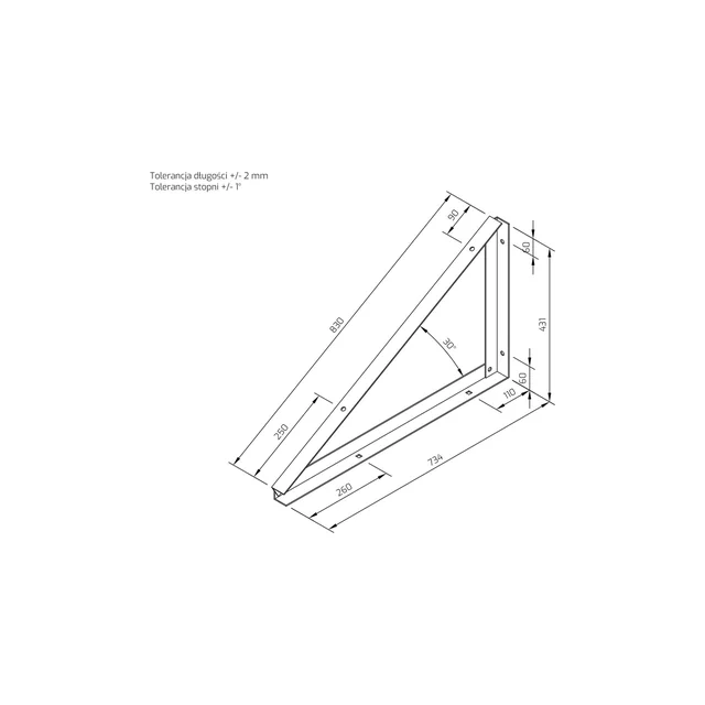 TR-2-30-B - Triangle de montage TR2 30 degrés NIVEAU NON INVASIF