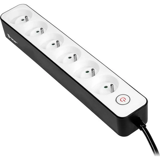 Tracer Zebra surge protection power strip 6 sockets 1.5 m white and black (TRALIS46259)