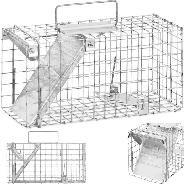 Trampa viva para martas, ratas, zorros 35 X 17 X 20 cm de malla 25 X 25 milímetro