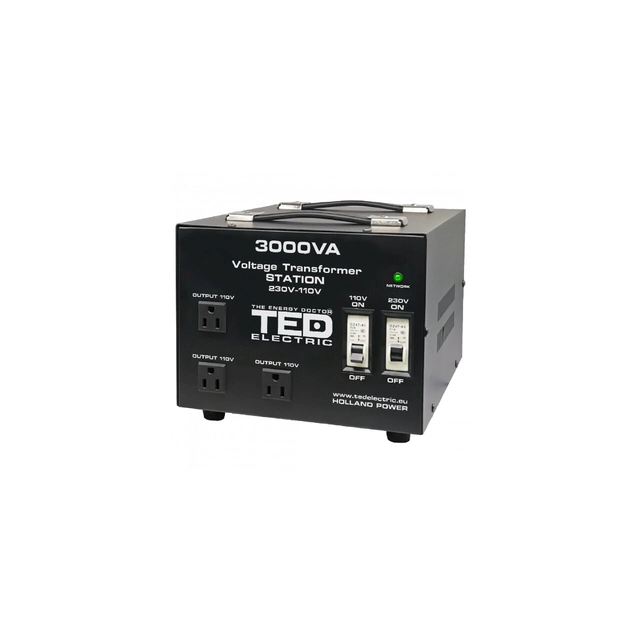 Transformátor 230-220V na 110-115V 3000VA/2400W s krytom TED000248