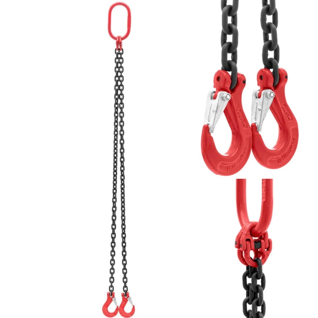 Transport chain sling 2-cięgnowe with hooks 2 x 1 m 1600 kg