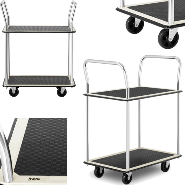 Transportavimo lentynos vežimėlis su rankenomis 2 lentynos į120 kilogramas 72 x 43 cm