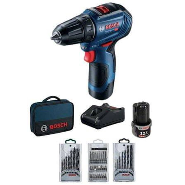 Trapano avvitatore a batteria BOSCH GSR 12V-30 + set di accessori