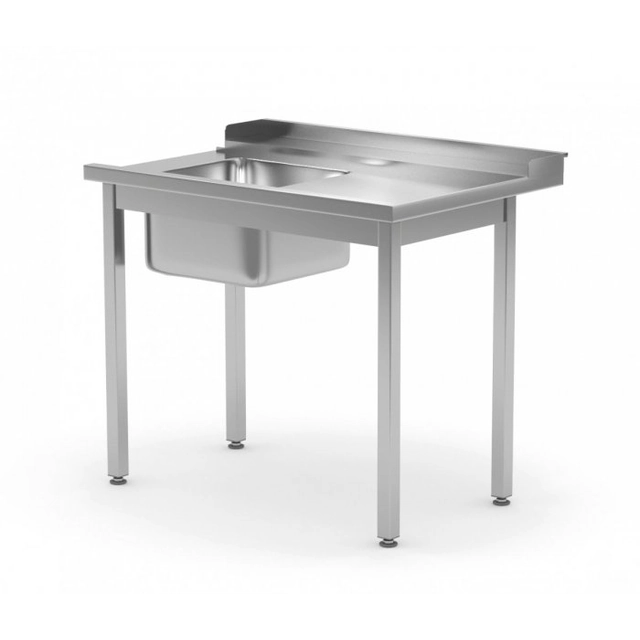 Τραπέζι φόρτωσης για πλυντήρια πιάτων με νεροχύτη χωρίς ράφι - δεξιά 1000 x 700 x 850 mm POLGAST 248107-P 248107-P