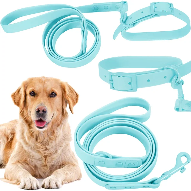 Trela ​​e coleira para cão PJ-078 azul L