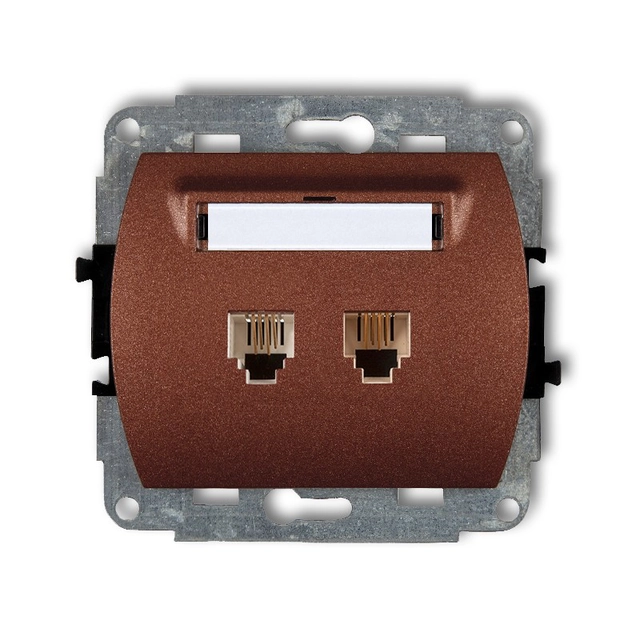 TREND brown metallic, Double telephone socket mechanism 2xRJ11, 4-pin (9GT-2) Karlik