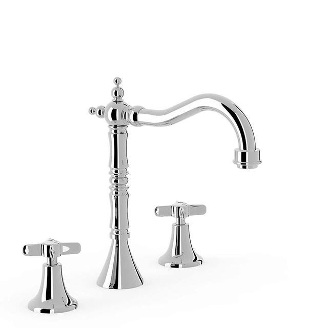 Tres Classic chrome two-lever standing washbasin mixer 24210501