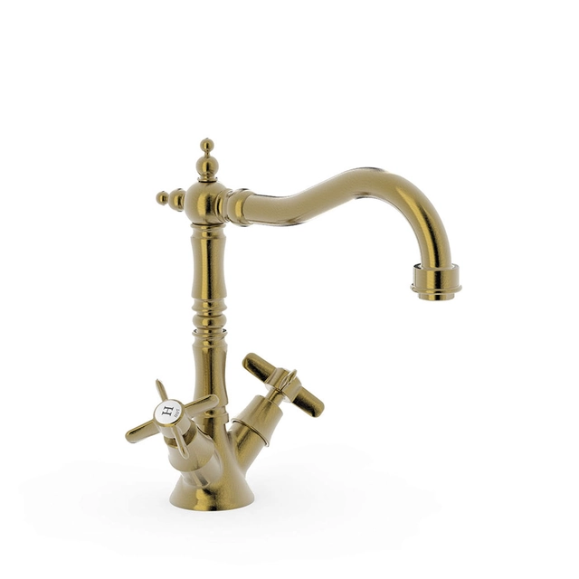 Tres Classic double-lever basin mixer antique brass 24210902LV