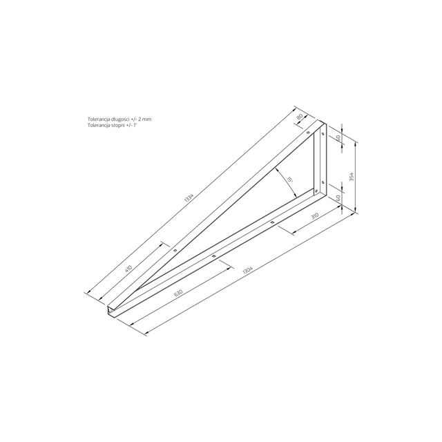 Triangolo di montaggio TR1 20 gradi MODULO ORIZZONTALE NON INVASIVO