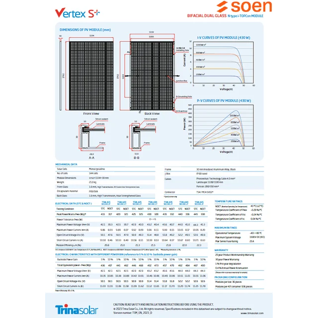 TRINA 440W NEG9RC.27 Juodas rėmelis