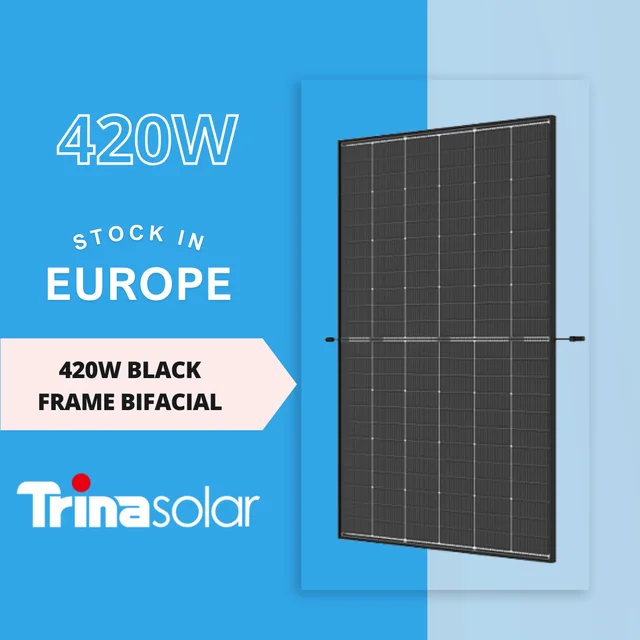 TRINA SOLAR VERTEX S+ (R) 420W TREDJE SNITT N-TYP BIFACIAL SVART RAM (TSM-420-NEG9RC.27)