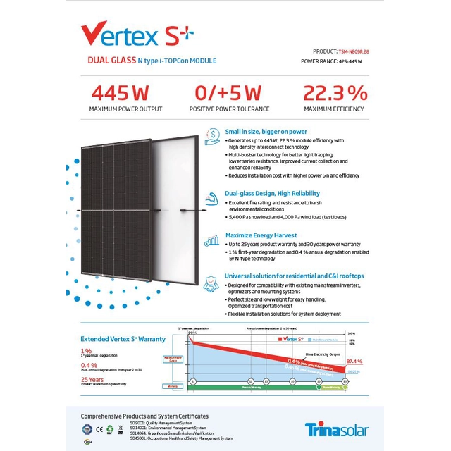 Trina Vertex S+ TSM-NEG9R.28 435W CADRE NOIR
