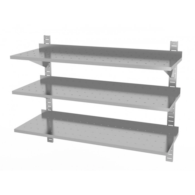 Triple adjustable hanging shelf, perforated with two consoles 700 x 300 x 875 mm POLGAST 385073-PERF 385073-PERF