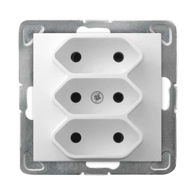 Triple socket Ospel Impresja GP-3Y / m / 00 without earthing Euro white