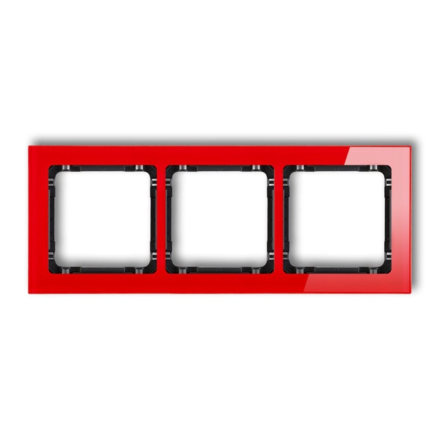 Triple universal frame - glass effect (frame: red; bottom: black) KARLIK DECO 17-12-DRS-3