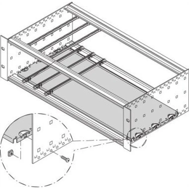 TRITON SCHROFF Asennuslevy 19 kaappiin ja moduulikaappiin, 84 HP, hyllyn pituus 280 mm