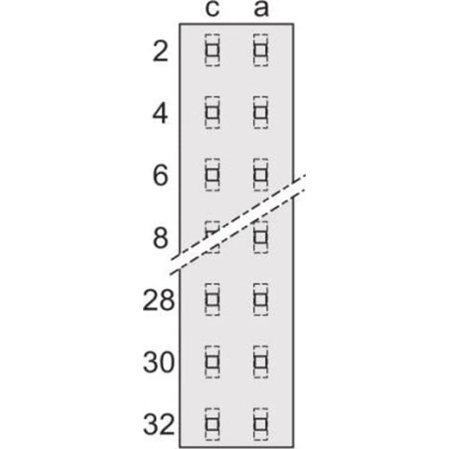 TRITON SCHROFF type D, EN 60603, DIN 41612, femelle, 32 contacts, cosses à souder, 5,5 mm