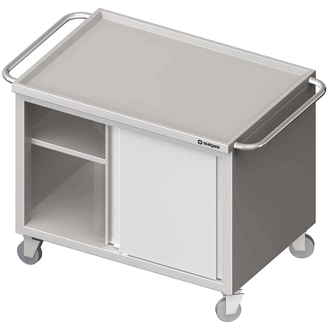 Trolley with cabinet, sliding doors 1200x600x850 mm