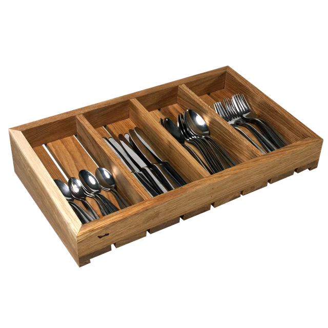 TROPOS Slanted cutlery box; oak