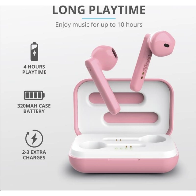 TRUST Primo Touch Bluetooth Wireless Earphones - pink