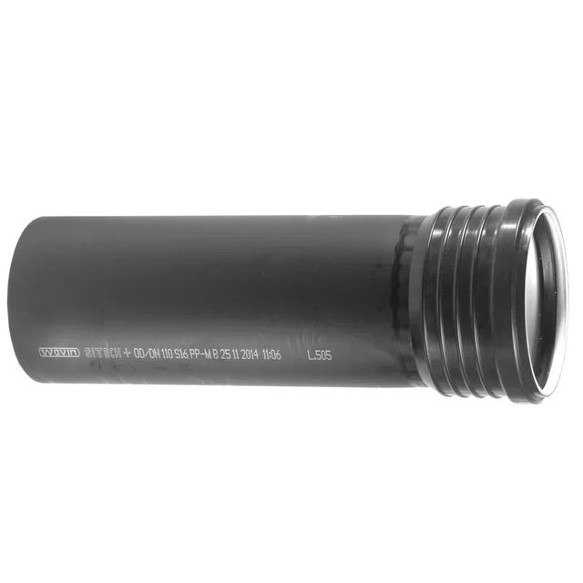 Tubo PP-HT Sitech Plus 110x500 para aguas residuales silenciosas, negro