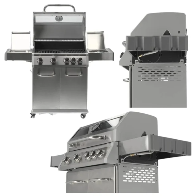 Tuingasgrill van roestvrij staal 4+1 Vermogen 14,2 Kw Yato Yg-20003