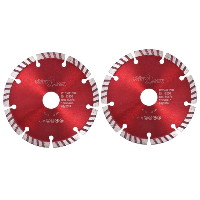Turbo diamond cutting discs, 2pcs., Steel, 125mm