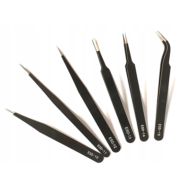 Tweezers 6CZ ESD ANTISTATIC 12-14CM STAINLESS STEEL