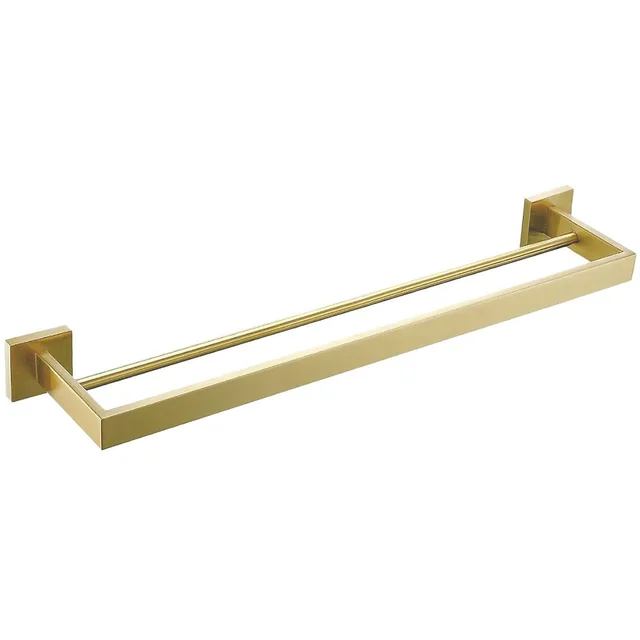 Two-arm bathroom towel rack, brushed gold ERLO 02