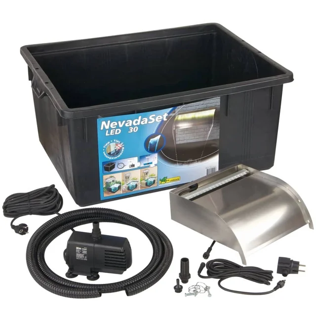 Ubbink Nevada watervalset met LED, 30 cm, RVS