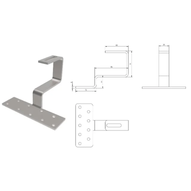 UD-C-110-N - Non-adjustable roof bracket DC1 L110