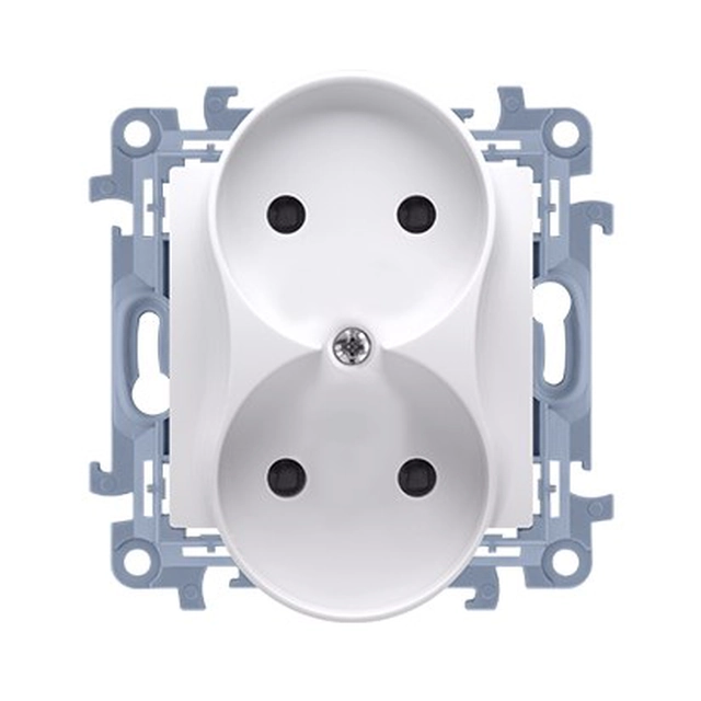 Ujordet dobbeltstik (modul) 16 A, 250 V~, skrueklemmer, hvid Simon10