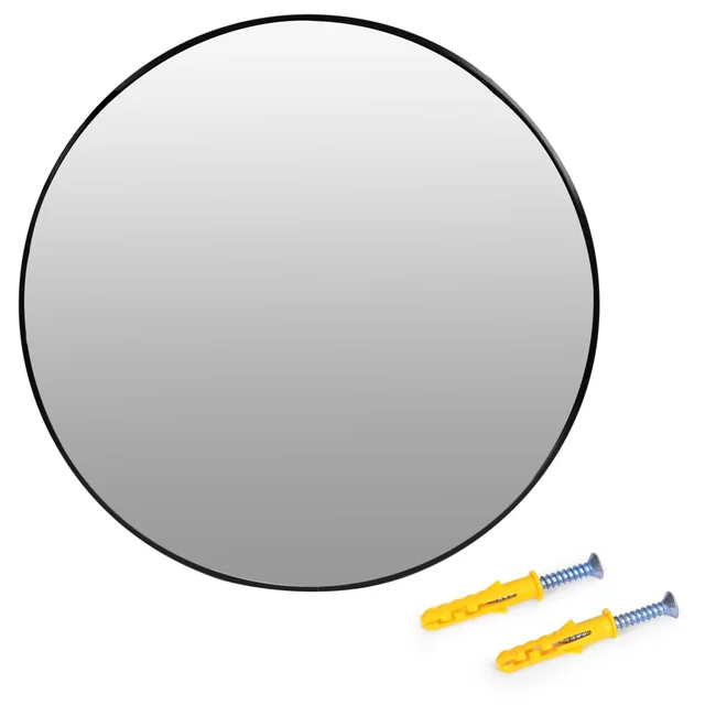 Ümmargune seinapeegel 90 cm rippuv kaasaegne must alumiiniumraam ModernHome