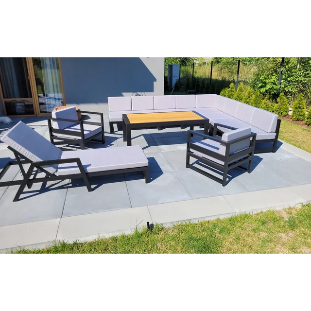 Un conjunto de muebles de jardín de aluminio para patio.