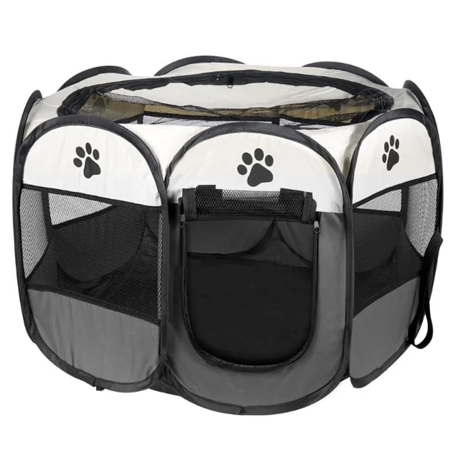 Universal foldable playpen, cage for dogs and cats - gray