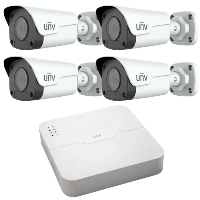 Uniview felügyeleti rendszer 4 IP kamerák 4MP IR 30m NVR 4K 4 csatornák 8MP