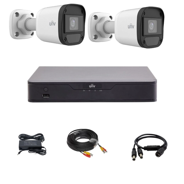 Uniview komplet za nadzor s 2 kamerama 5 megapiksela, infracrvenim 20M, hibridnim DVR-om s 4 kanala 5MP, dodacima