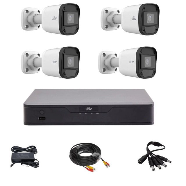 Uniview komplet za nadzor s 4 kamerama 5 megapiksela, infracrvenim 20M, hibridnim DVR-om s 4 kanala 5MP, dodacima