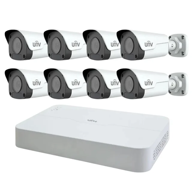 Uniview surveillance system 8 IP cameras 4MP lens 2.8mm NVR 4K 8 channels 8MP