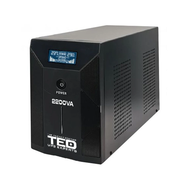 UPS 2200VA /1200W Line Interactive LCD-display met stabilisator 3 schuko-uitgangen 4x7Ah TED UPS-expert TED001610