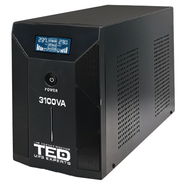 UPS 3100VA /1800W Line Interaktiivinen LCD-näyttö stabilisaattorilla 3 TED UPS Expert schuko -lähdöt TED001627