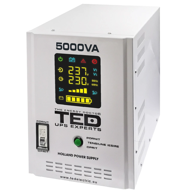 UPS 5000VA/3500W pikendatud tööaeg kasutab kahte TED UPS Expert akut (ei kuulu komplekti).TED001689