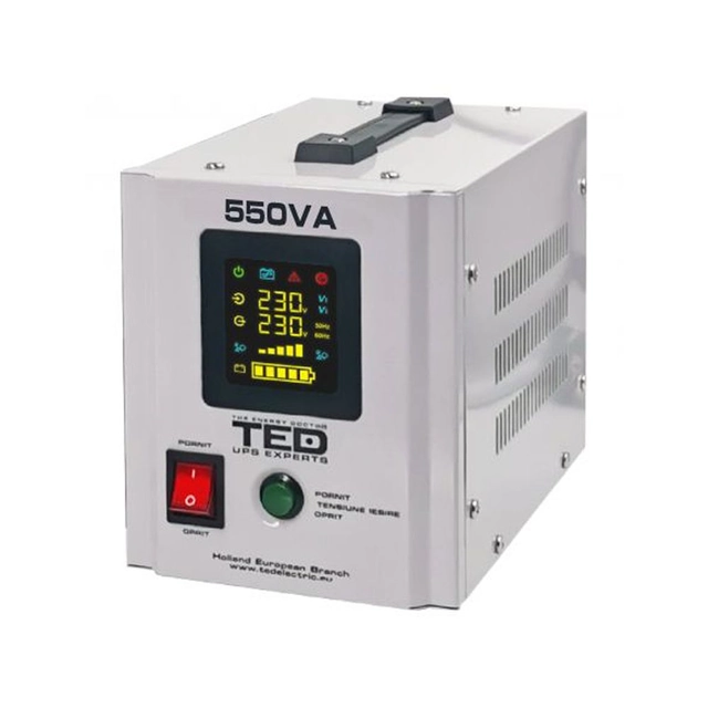 UPS 550VA/300W el tiempo de funcionamiento prolongado utiliza una batería TED UPS Expert (no incluida).TED000354