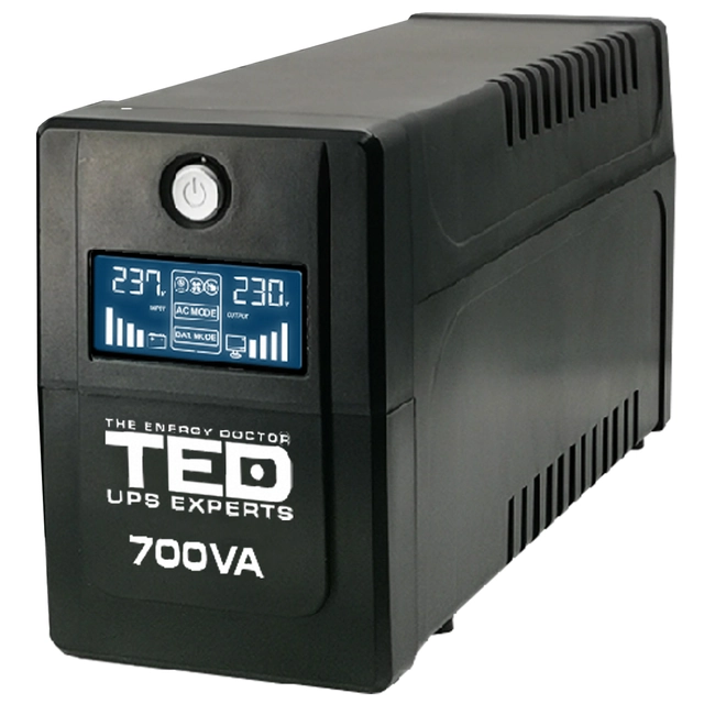 UPS 700VA /400W Line Interactive LCD-display met stabilisator 2 TED UPS Expert schuko-uitgangen TED001559