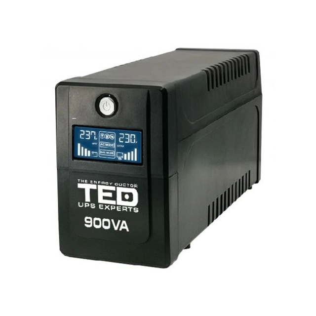 UPS 900VA /500W Line Interactive LCD-display met stabilisator 2 TED UPS Expert schuko-uitgangen TED001566