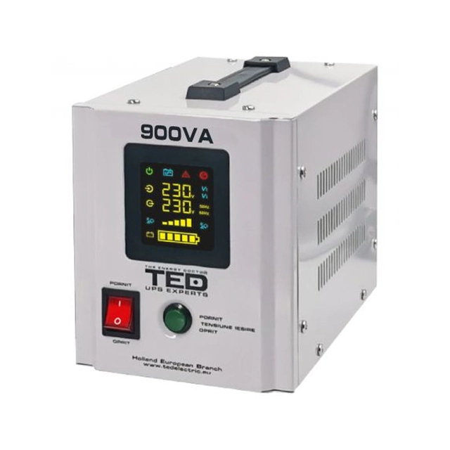 UPS 900VA/500W tempo de execução estendido usa uma bateria TED UPS Expert (não incluída).TED000361