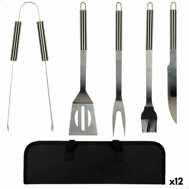 Utensílios para churrasco Aktive Silicone Aço inoxidável 12 Peças 7,5 x 35 x 1,9 cm (5 Peças)