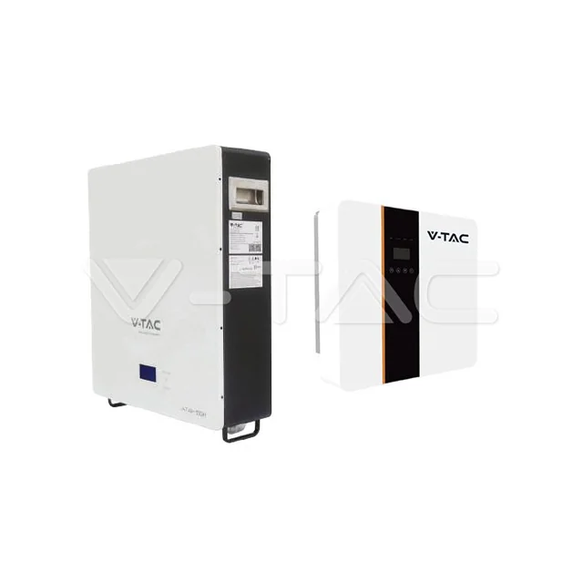 V-TAC Fotovoltaisk samling 5kW batteri + hybrid inverter