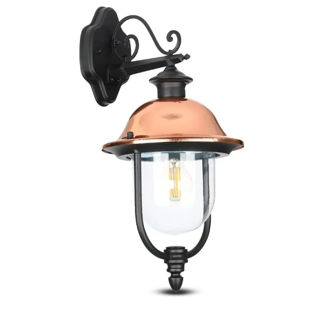 V-TAC Wall-mounted outdoor light, E27, aluminum + glass - matt black