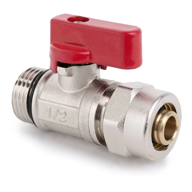 Válvula MINI con prensaestopas HBK547, Junta tórica y conector PEX/AL 16x2 G1/2